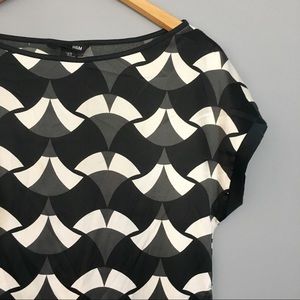 H&M | Retro Black&White Geometric Silky Dress 6